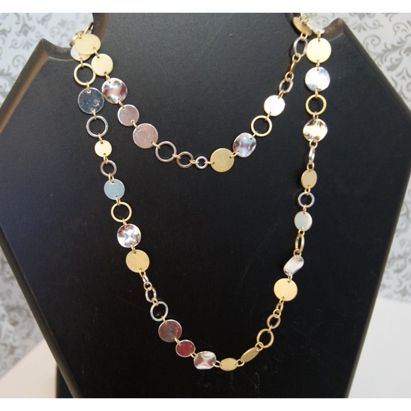 VTG Look 36" Long Mirrored Multi Strand Necklace Halloween Retro Flapper 1920s - Picture 3 of 5